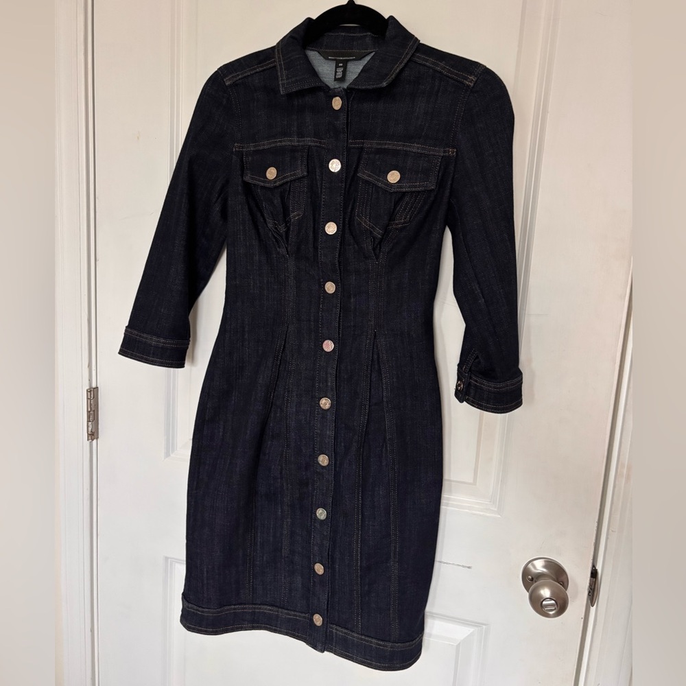 White House Black Market Dark Denim Long Sleeve Dress